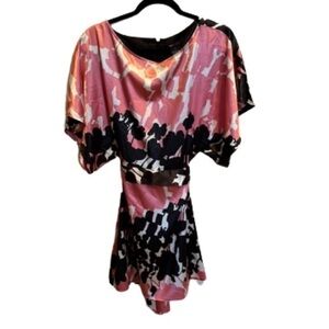 BCBGMAXAZRIA pink/black/white midi dress EUC size S